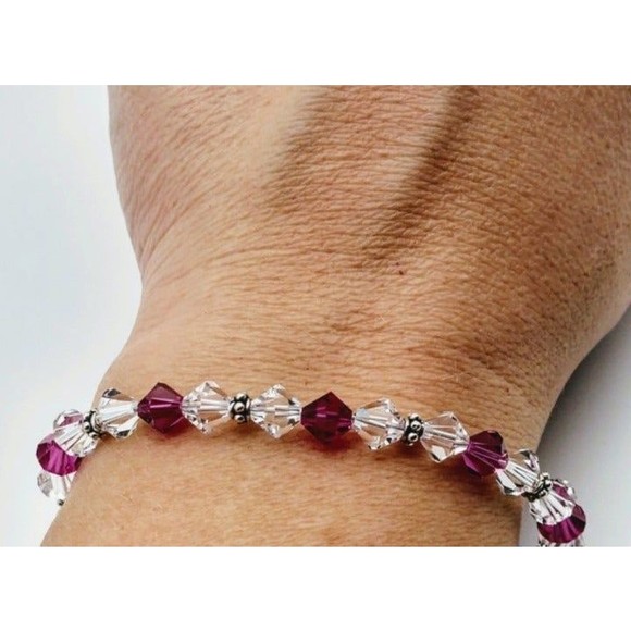 Swarovski 925 Silver Breast Cancer Bracelet - Picture 6 of 8